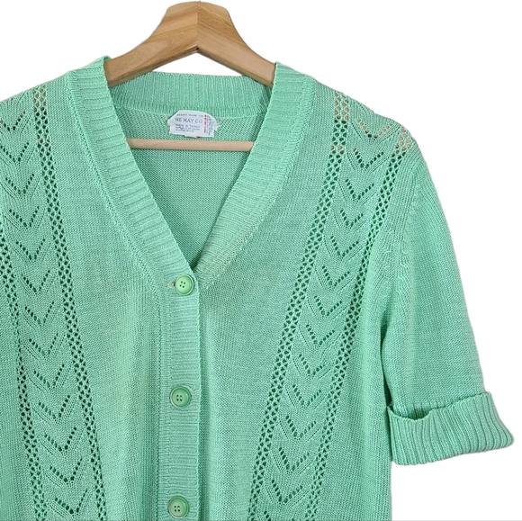 The May Co. Vintage Jade Green Cardigan - Picture 2 of 9